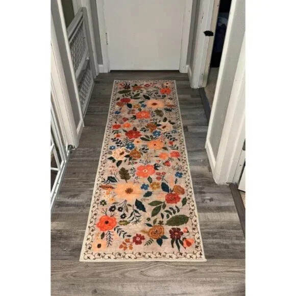 Non Slip 2'x 6' Washable Runner Rugs with Rubber Backing Soft Floral Carpet
