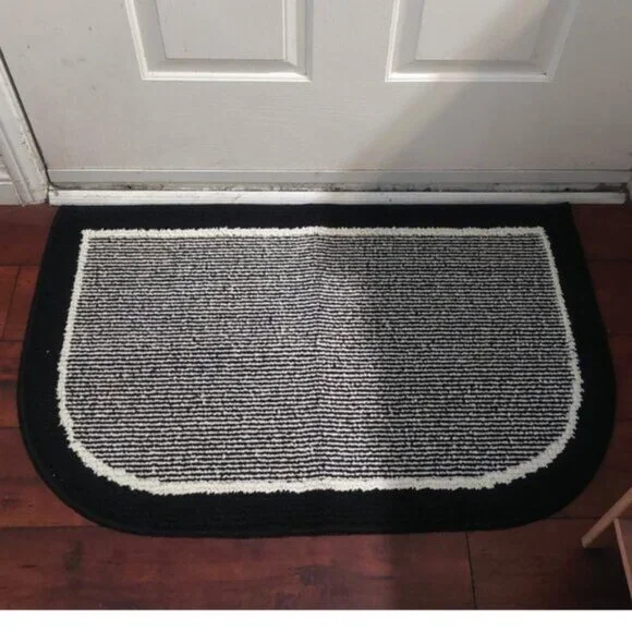 Non Slip Washable, Durable Dirt Resist Half Circle Rug Kitchen Mat 20 x 32 Black