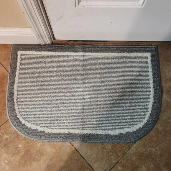 Non Slip Washable, Durable Dirt Resist Half Circle Rug Kitchen Mat 18 x 28 Gray