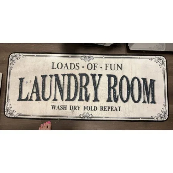 Non Slip Laundry Runner Rug Farmhouse Mat for Bathroom Gray, 20 X 47