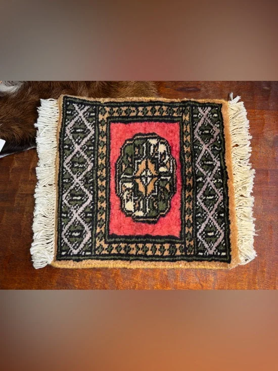 Prayer Rug Handmade Wool Knotted 14 x 11 1/2