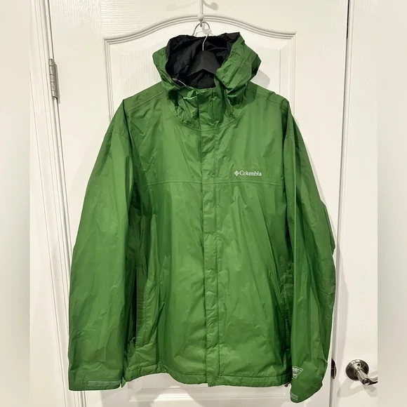 Columbia Men's Green OMNI-TECH Waterproof & Breathable Rain Jacket, Size XL