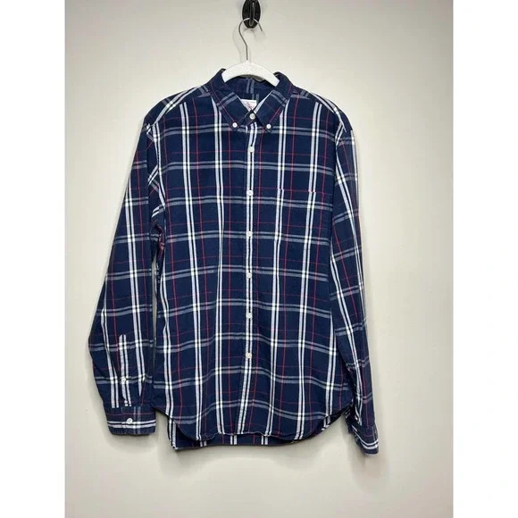 J. Crew Plaid Sunwashed Oxford Button Down Shirt Size M