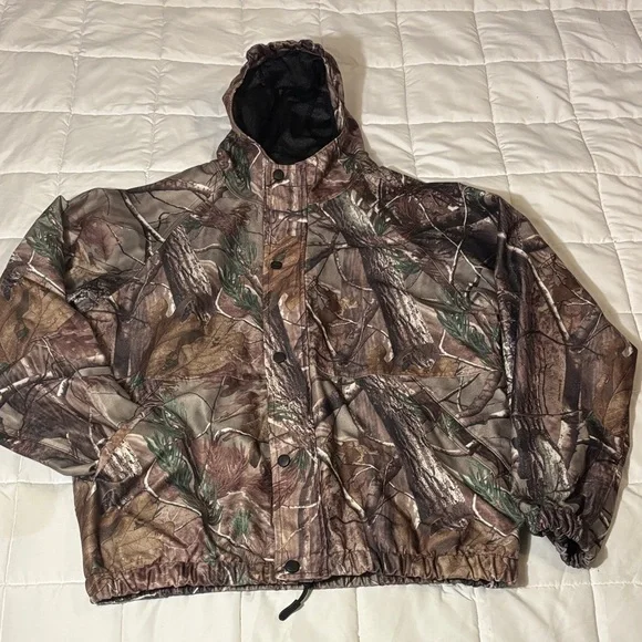 Redhead Camouflage Hooded Zip and Snap Up Jacket