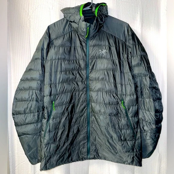 Arc'teryx Down Jacket Mens XL Gray Hooded Lightweight Puffer Cerium Hoody