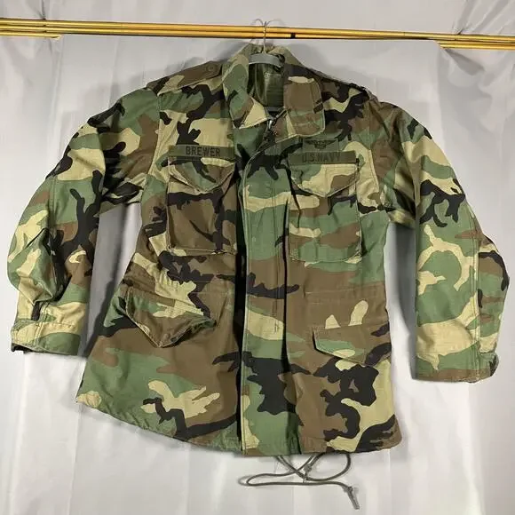 Vintage US Navy Woodland Camo Field Jacket Mens Medium‎ Regular Cold Weather 90s