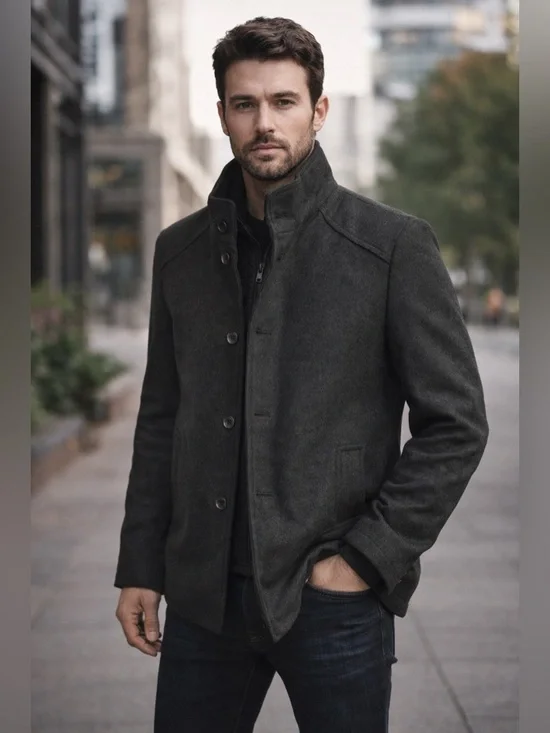 Belldorado German Wool Blend Jacket Removable Puffer Lined Tailored Black Medium