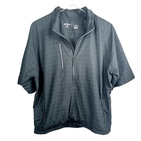 Antigua Golf Pullover Size L 1/4 Zip Rain Jacket Half Sleeve Gray