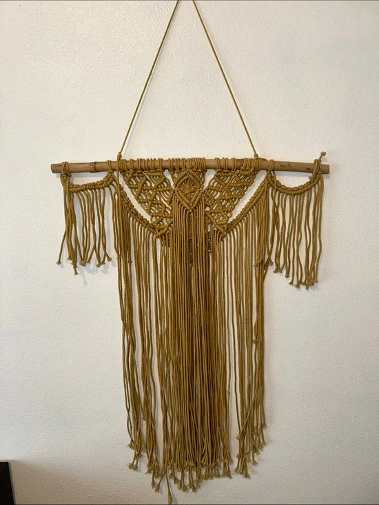 Handmade Golden Macramé Wall Hanging 32 in long 24 in wide