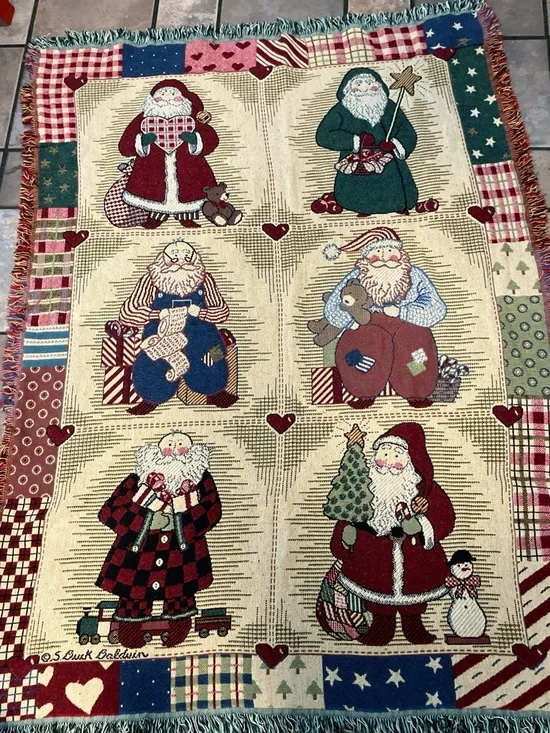 O. S. Buck Baldwin Holiday Santa Patchwork Throw Blanket - Multi