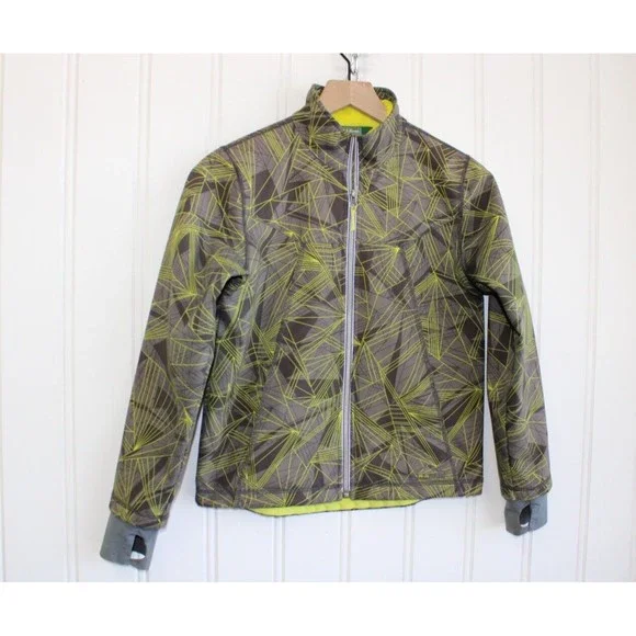 LL Bean Boys Size M 10-12 Fleece Lined Nylon Full Zip Gray Green‎ Coat Jacket
