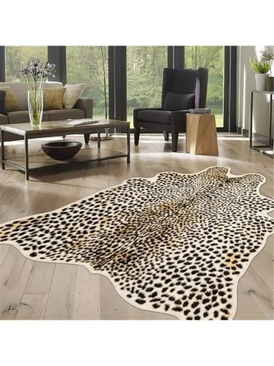 Cheetah Print Rug, Leopard Rug 5.2x7 Faux Animal Print Skin Cheetah Area Rug