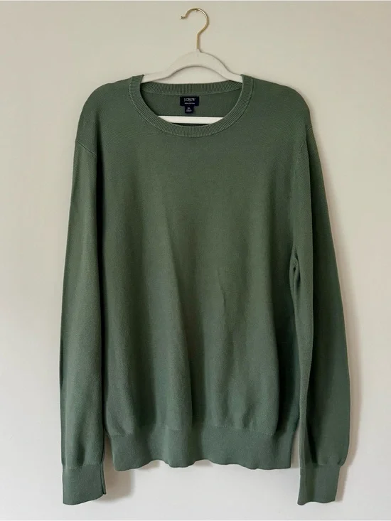 NWOT J. Crew Cotton Moss Stitch Crewneck Sweater, Dusted Spruce Green – Size XL