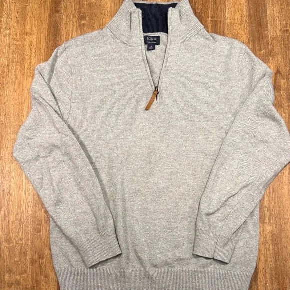 J. Crew Heather Gray Zip-Up Sweater
