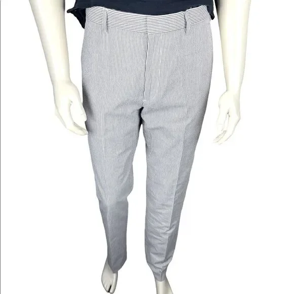 NWOT J. Crew Black/White Classic Seersucker Flat-Front Slacks Size 32