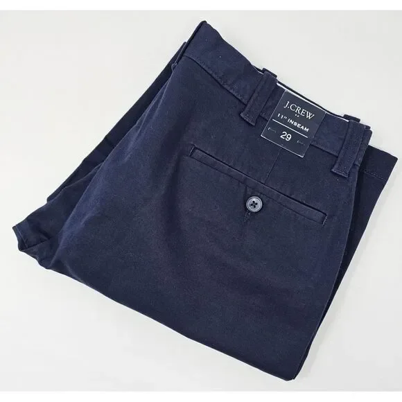 J. Crew Shorts Mens 29x11 Flex Chino Navy Flat Casual Preppy‎ Stretch L0934