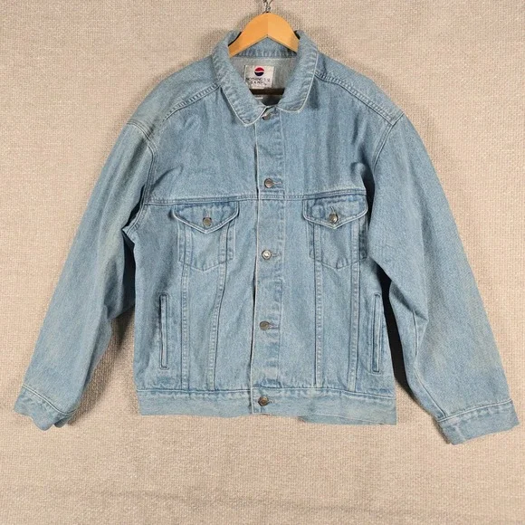 Vintage Pepsi Denim Jacket Mens XL 1990s Nothing Else Is A Pepsi Trucker Jean