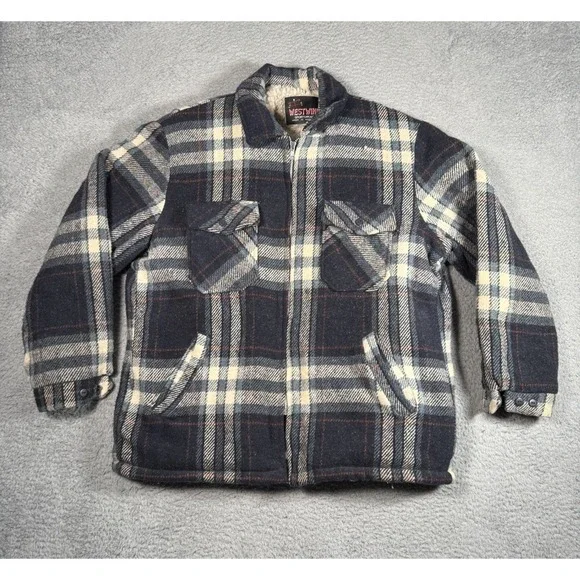 Vintage West Wind Sportswear Sherpa Lined Jacket‎ Mens XL Wool Full Zip USA Made