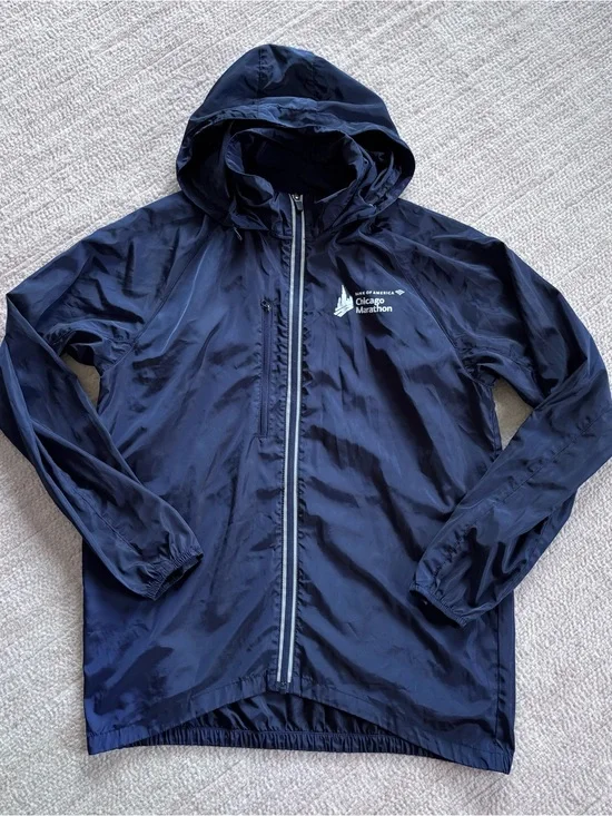 Navy Hooded Windbreaker Running Jacket - Chicago Marathon