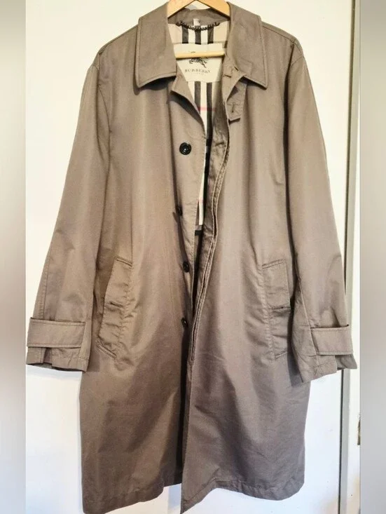 Authentic BURBERRY Men's Trench Coat Classic Long Overcoat Taupe XL
