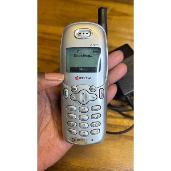 Y2K Kyocera 2325 Cell Phone Silver Black Vintage Candy Bar Mobile with Charger