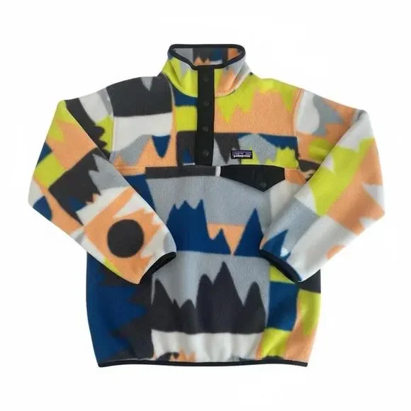 $89 Patagonia's Kid's Lightweight Synchilla Snap-T Frontera Endless Blue S(7-8)