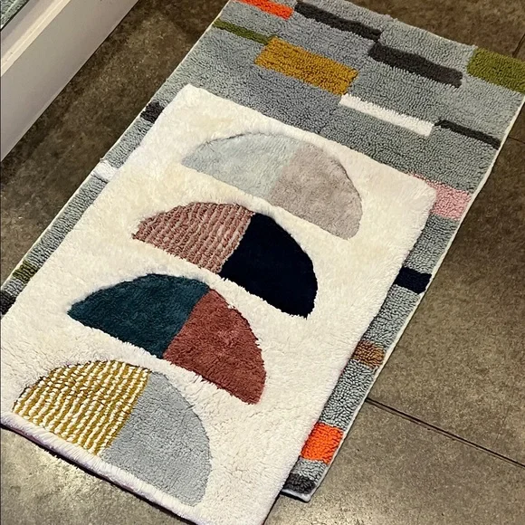 West Elm Cream and Multi-Color Geometric Door Mat 17x25