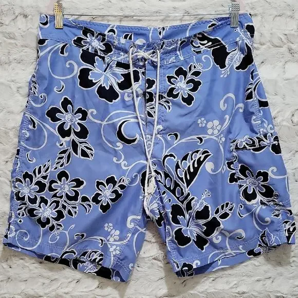 J. Crew Light Blue Floral Swim Board Shorts Mens Sz 36, Beach, Surfercore