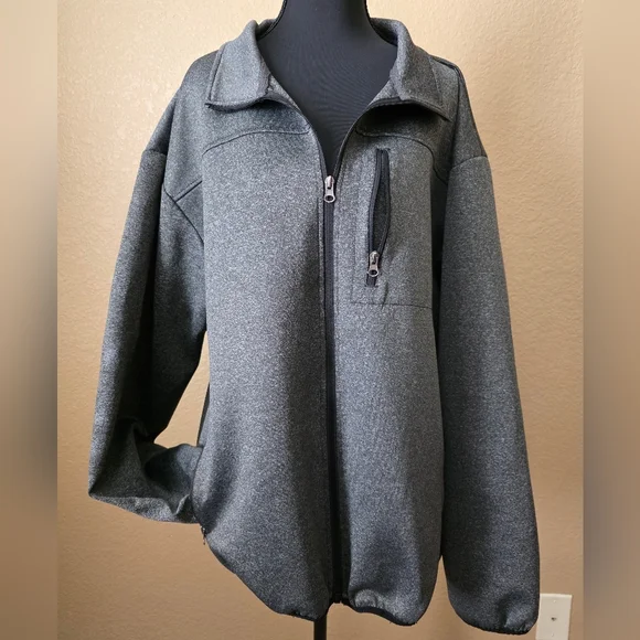 * Original Deluxe Charcoal Zip-Up Lightweight, Full-zip Heather Grey Jacket 3XL