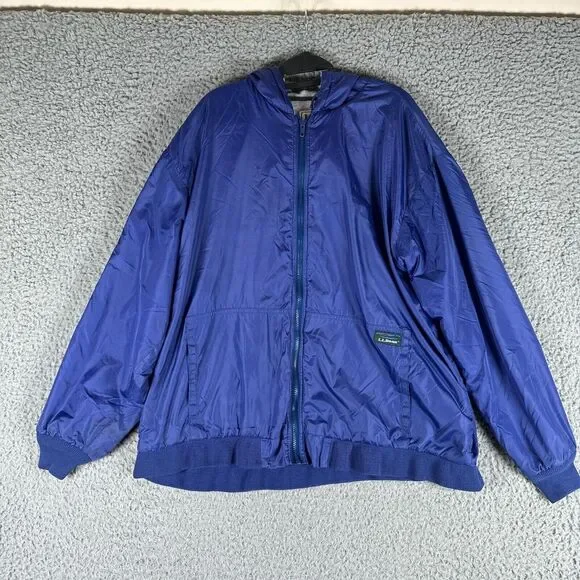 Vtg L.L. Bean Jacket Mens XLT‎ Purple Full Zip Fleece Lined Hooded Made In USA