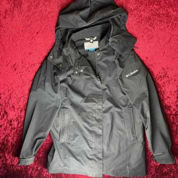 Columbia Pouring Adventure III Waterproof Jacket‎ Mens M Black Omni-Tech Hooded