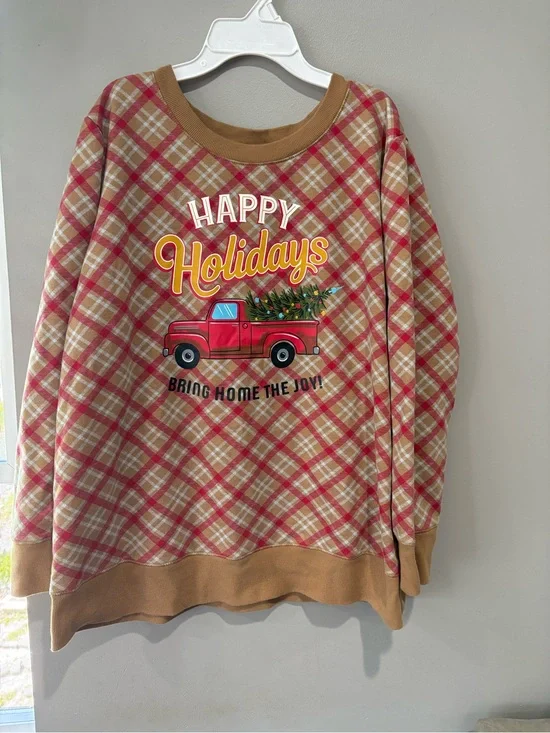 Happy Holidays Red Plaid Holiday Sweatshirt