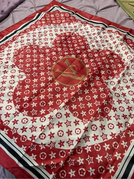 Louis Vuitton Red and White Monogram Holiday Throw
