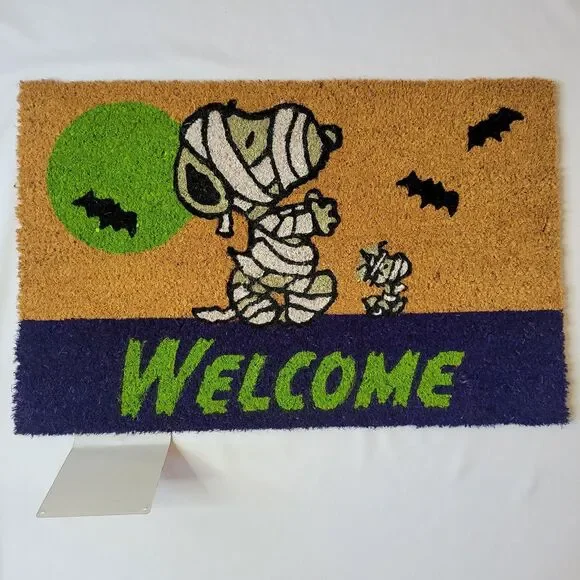 Peanuts Snoopy Woodstock Halloween Welcome Coir Door Mat 18”x28” Doormat Mummy