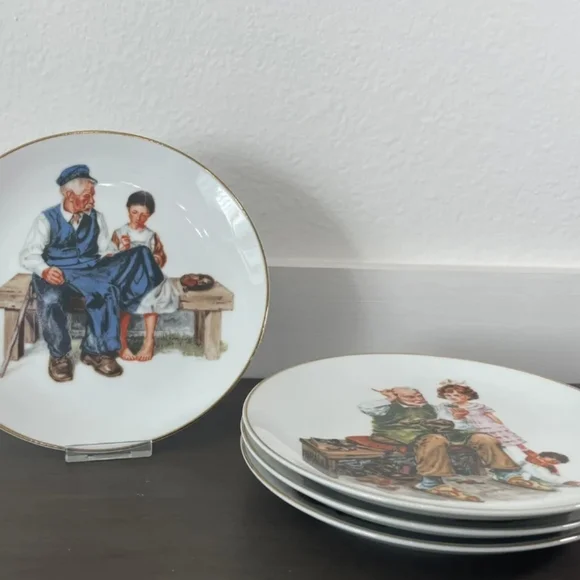 4 vintage Norman Rockwell collector plates
