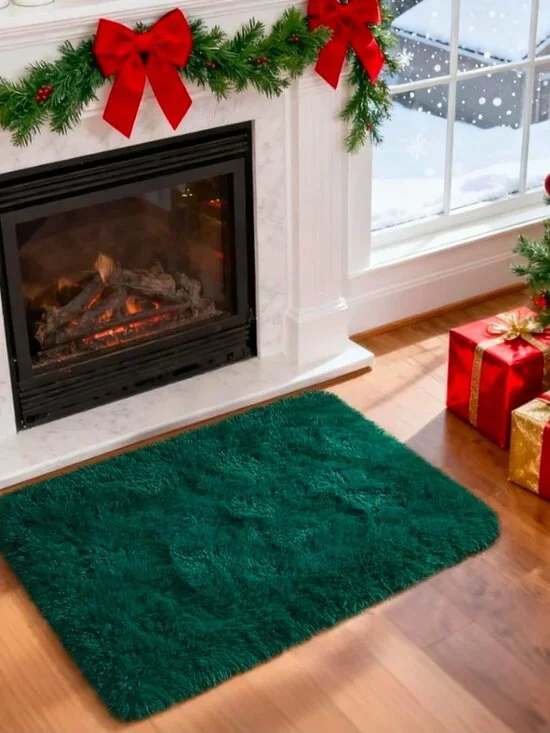 2x3 Feet Soft Modern Indoor Shaggy Area Rug, Non-Slip Plush Fluffy Furry 2 Pcs