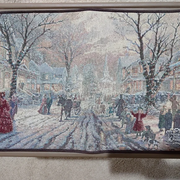 NEW Thomas Kinkade Padded Floor Mat Winter Town Scene 17.5 x 25