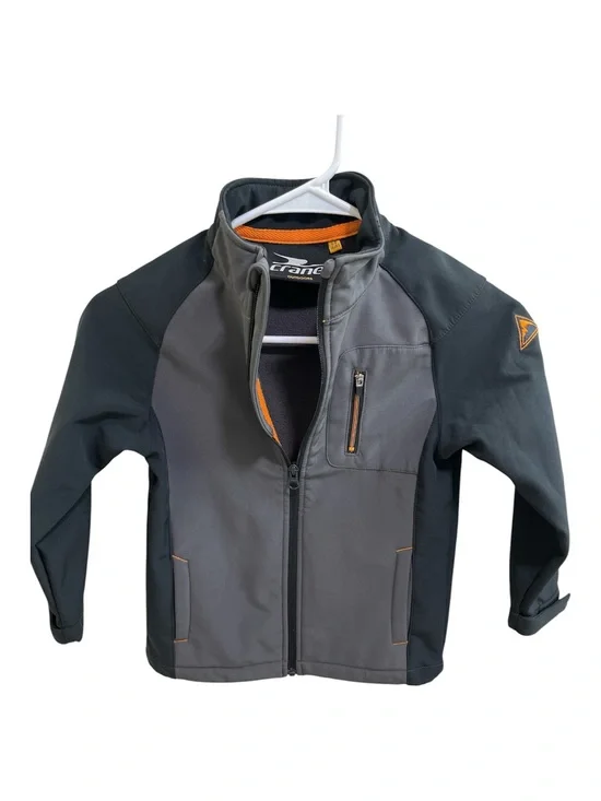 Crane Kids Grey & Black Softshell Outdoor Jacket - Size S 5-6 years Windproof