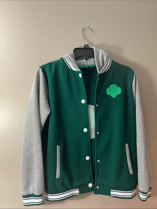 Green and Gray Kids Varsity Pea Coat Jacket