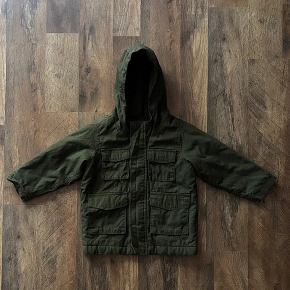 Old Navy Dark Green Hooded Utility Zip Up Casual Winter Coat