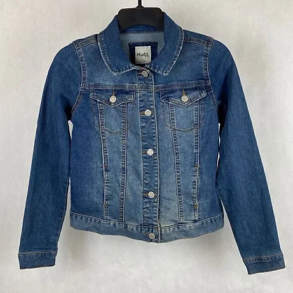 Mudd Girls Denim Jacket Size 16 Button Front Cropped