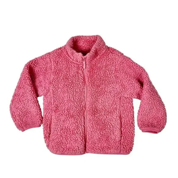 Uniqlo Kids 3-4Y Fluffy Yarn Fleece Full-Zip Pink Sherpa Jacket