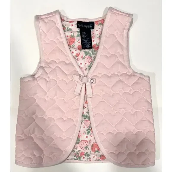 CYNTHIA ROWLEY Girls Quilted Hearts Strawberry Print Vest Size 5T