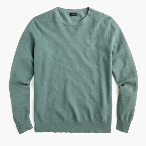 J. Crew Cotton-Cashmere Pique Crewneck Sweater in Sage Green NWT