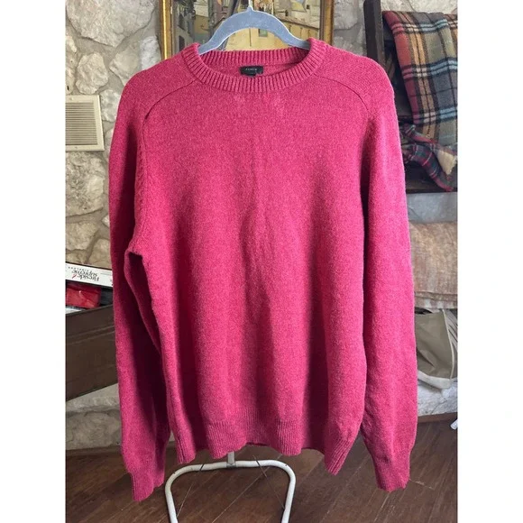 J. Crew Men's XLT Red 100 Lambswool Crew Neck Sweater