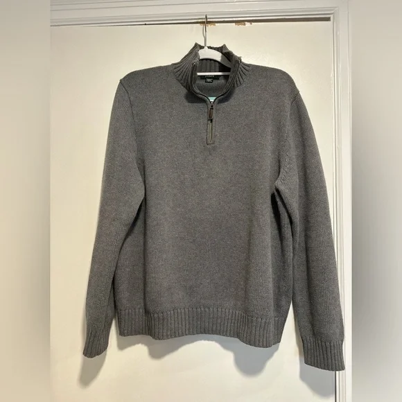 J. Crew Men's Charcoal Zip-Up Sweater. J Sz: L 100% Cotton Pullover