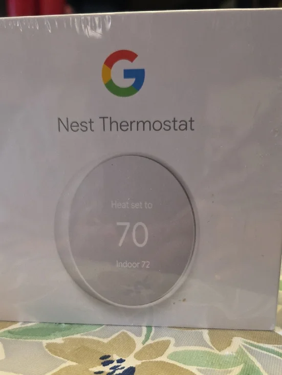 Google Nest Thermostat - White with Multicolor Logo
