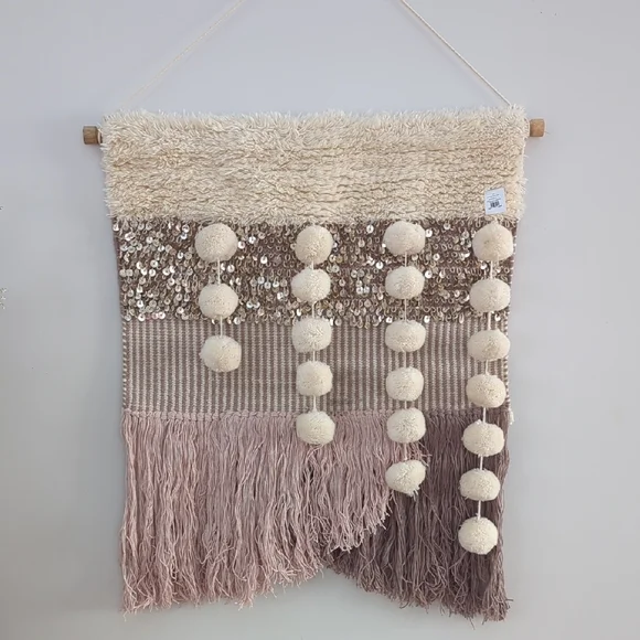 Pottery Barn Kids Cream and Brown Woven Wall Tapestry