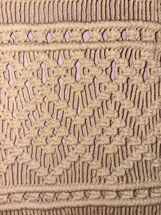 Large Macrame Wall Hanging -7 of Hearts - Boho Chic Cream Woven Tapestry Decor-
