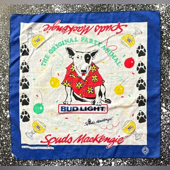 1988 Vintage Bud Light Bandana Spuds MacKenzie The Original Party animal 21